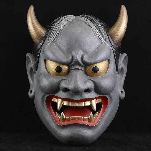 Japanese Oni Mask with Horns