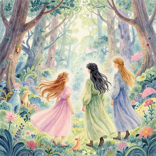 Hand Drawn Mystical Forest Exploration