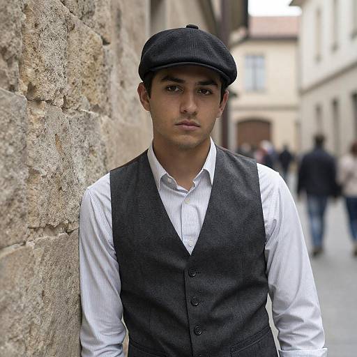 Vintage Street Portrait in Cobblestone Alley