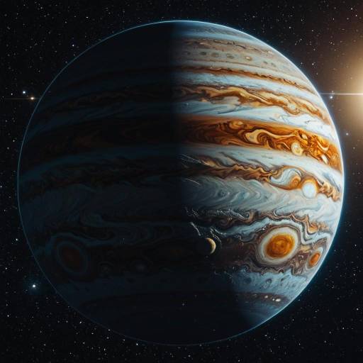 Hyperrealistic View of Jupiter with Moons