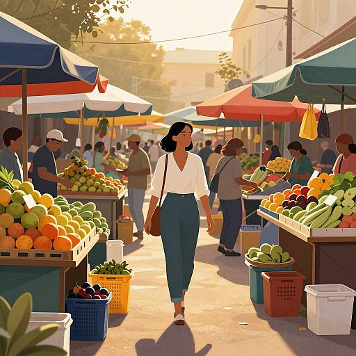 Vibrant Evening Street Market Scene