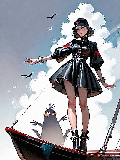 Chic Woman in Classic Black Dress