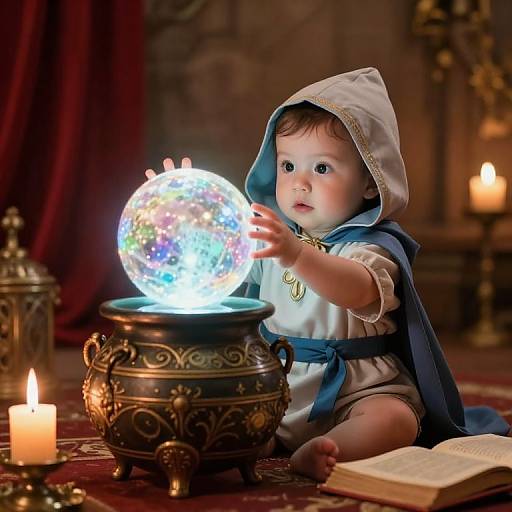 Baby Wizard with Glowing Magical Orb