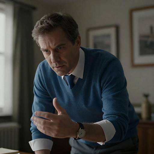 Focused Man in Dimly Lit Setting