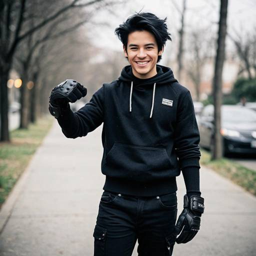 Edgy Male Outfit in Outdoor Setting