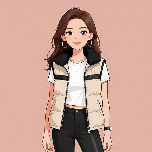 Smiling Woman in Casual Winter Outfit