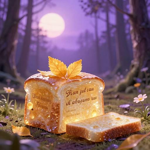 Photorealistic CGI of glowing, golden toast with 