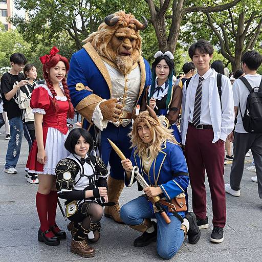 Beauty and the Beast Cosplay Group Outdoors