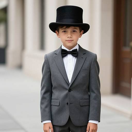 Boy in Classic Suit and Top Hat