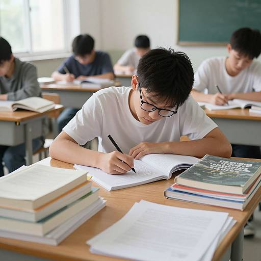 Focused Student Taking Challenging Exam