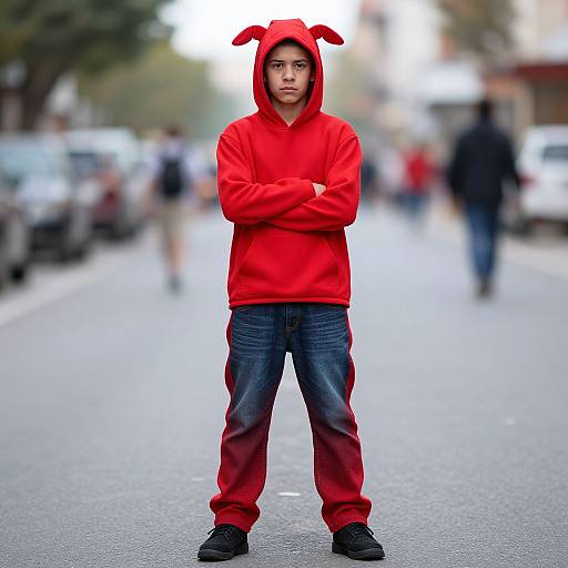 Red Huggy Wuggy Costume Outdoors