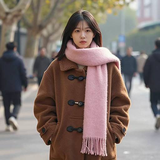 Urban Style: Young Woman in Oversized Coat