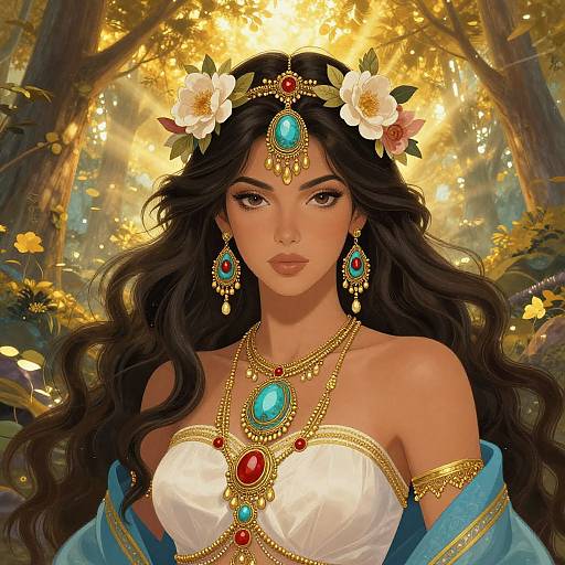 Goddess Woman in Mystical Forest