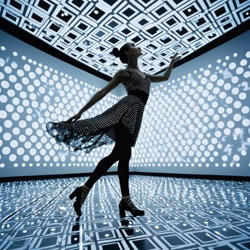 Modern dancer in geometric LED installation