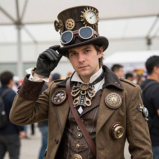 Steampunk Man in Elaborate Costume