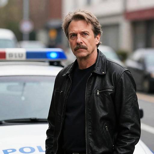 Serious Man by Police Car