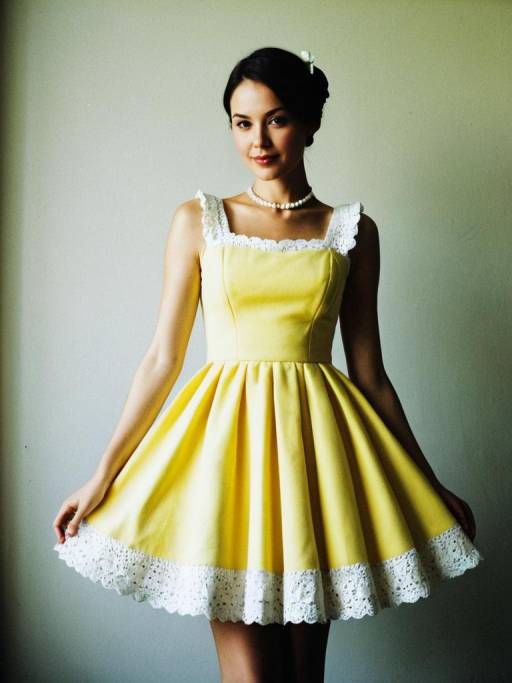 Woman in Lemon Tart Dress Photo Shoot