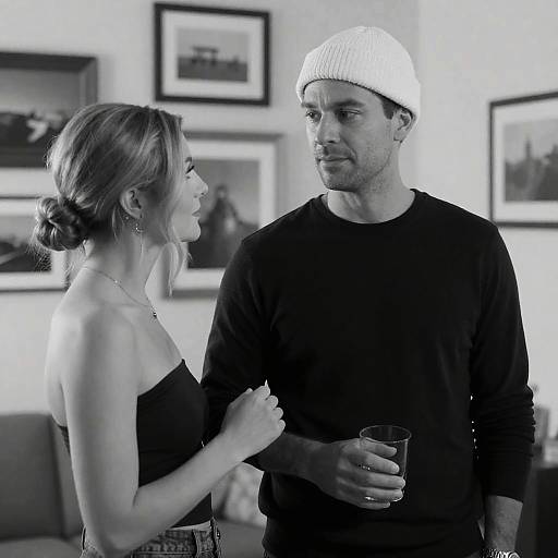 Intimate Indoor Portrait in Black and White