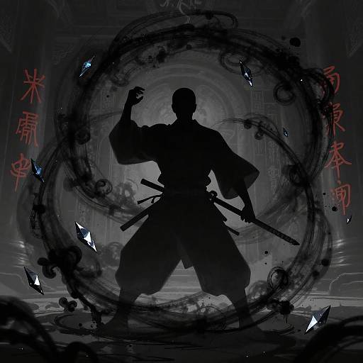 Shadowbound Samurai Conjuring Obsidian Vortex