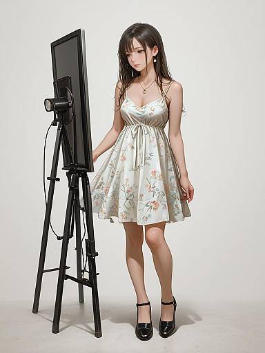 Bohemian Chic Sundress Studio Full-Body Portrait