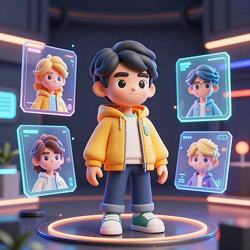 Futuristic 3D Avatar Customization Interface