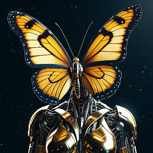 Futuristic Cybernetic Butterfly in Detail