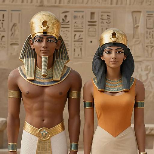 Ancient Egyptian Duo in Golden Armor