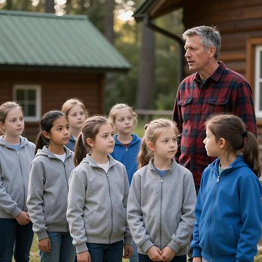 Outdoor Gathering of Children and Mentor