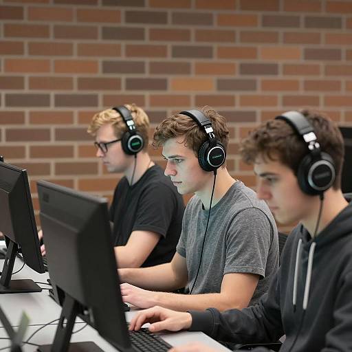 Focused Individuals at Computer Terminals