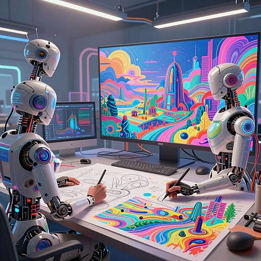 Futuristic Cyberpunk Digital Art Studio