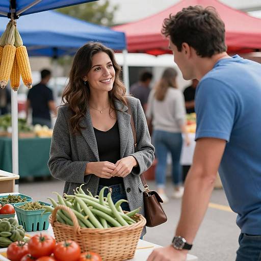 Vibrant Farmer's Market Interaction Scene