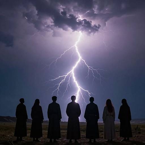 Dramatic Lightning Over RoBed Figures