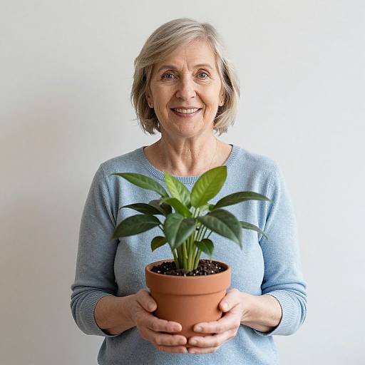 Senior Woman with Pot Plant