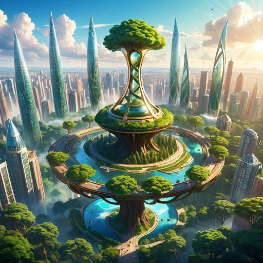 Giant Hourglass Tree in Urban Skyline Giant Hourglass Tree in Urban Skyline