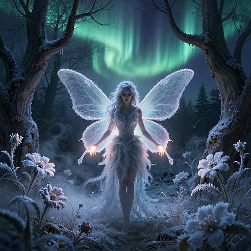 Frost-Kissed Fairy in Aurora Glade