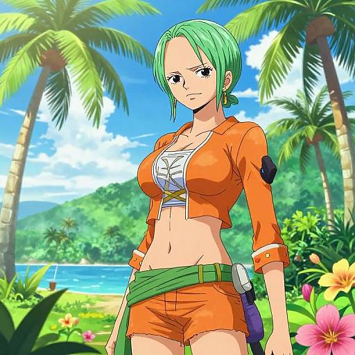 Nami Exploring Tropical Island Anime