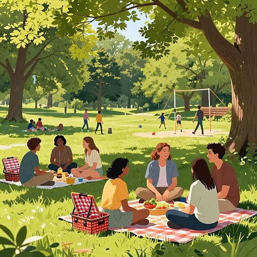 Sunny Firmenfest Picnic in Park