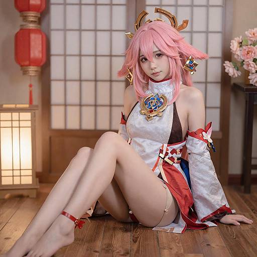 Pink-Haired Anime Cosplayer Portrait