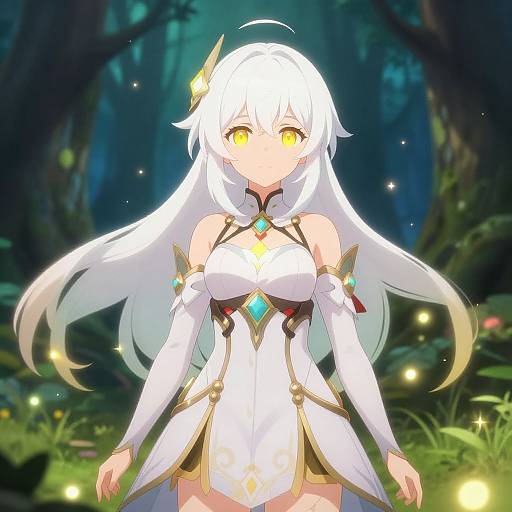 Anime Girl in Mystical Forest