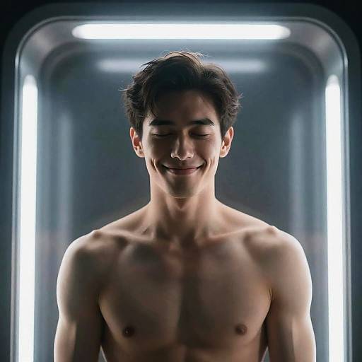 Serene Man in Futuristic Pod