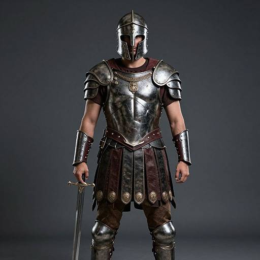 Man in Gladiator Armor with Sword
