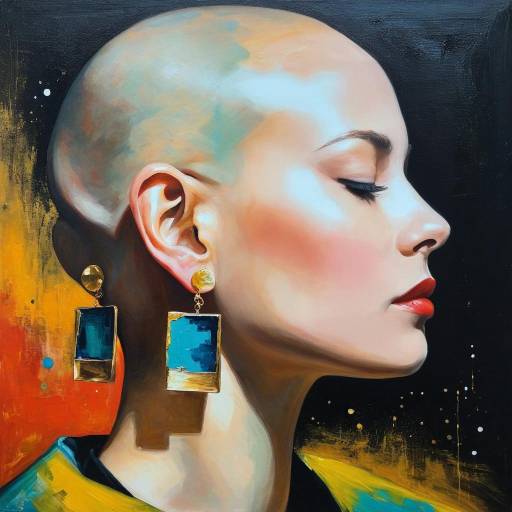 Surreal Abstract Portrait of a Bald Girl