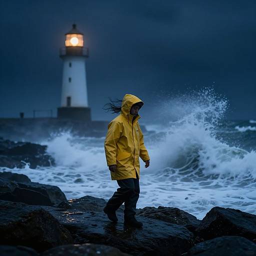 Stormy Night Lighthouse Keeper Portrait