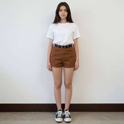 Photorealistic Casual Girl in Shorts