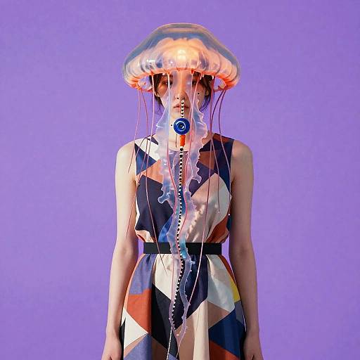 Mechanical Jellyfish Surreal Portrait