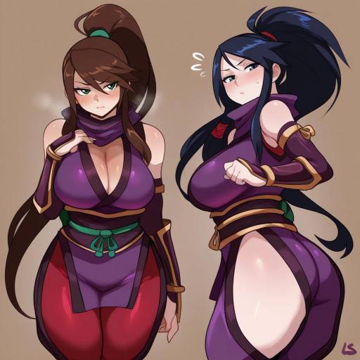 Illustration of Akali (legacy), league of legends in the style of Lightsource