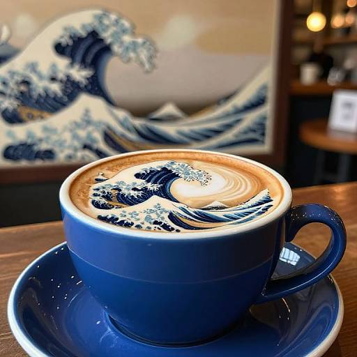 Tsunami Foam Coffee Cup Art