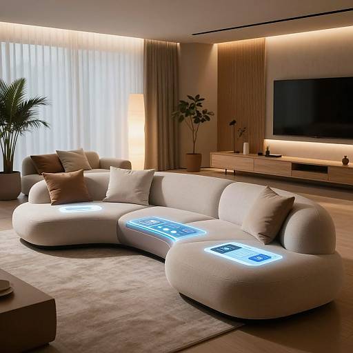 Futuristic Living Room with AI Furniture