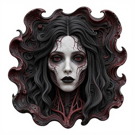 3D Organic Horror Woman Face
