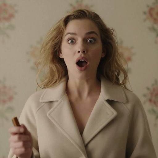 Surprised Blonde Woman in Floral Setting